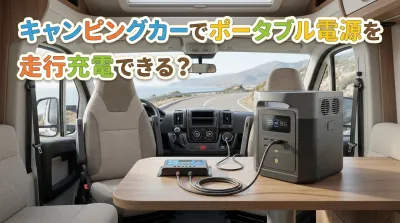 キャンピングカーでポータブル電源を走行充電できる？