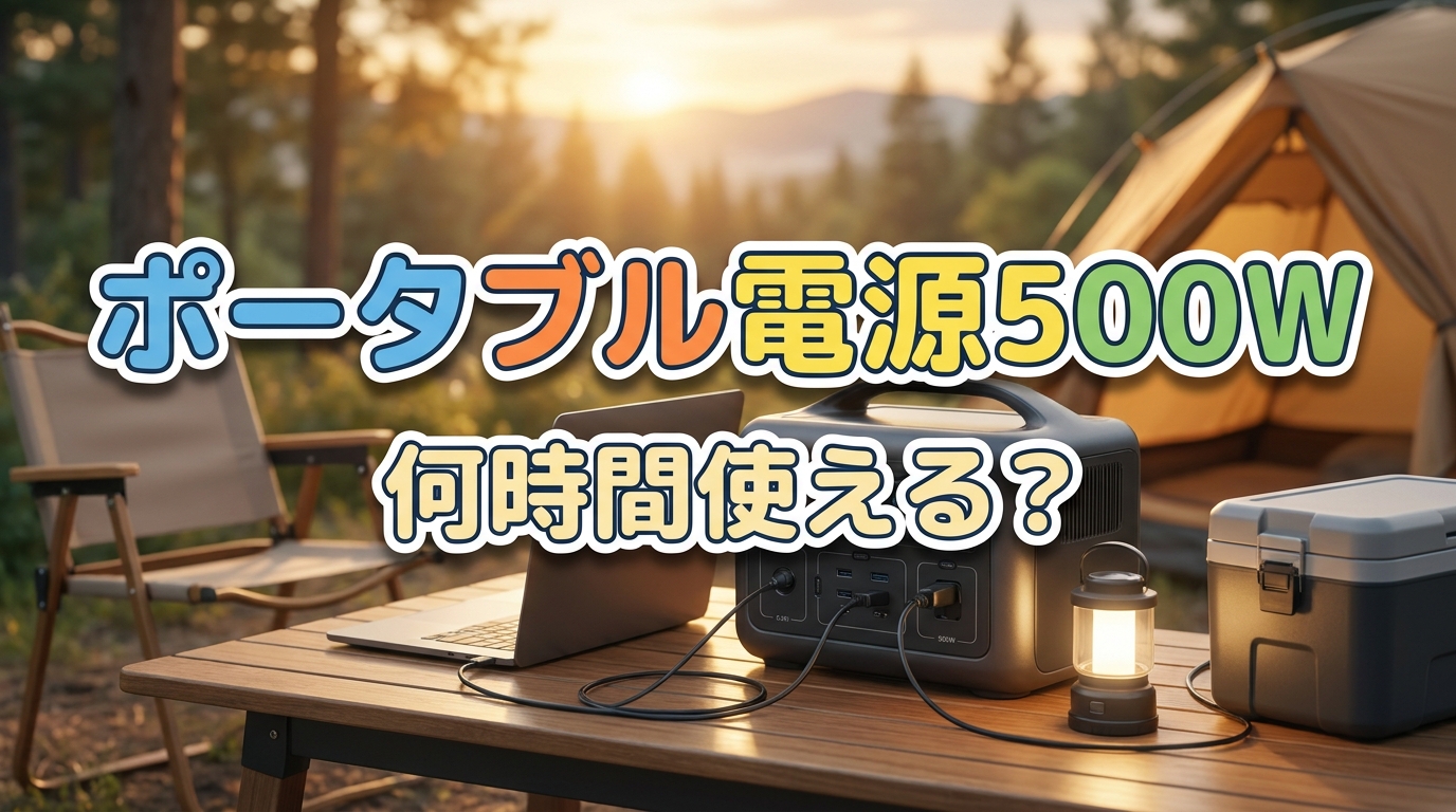 ポータブル電源500Wは何時間使える？