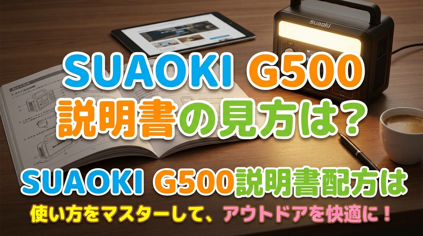 suaoki ポータブル電源 g500 説明書の見方は？