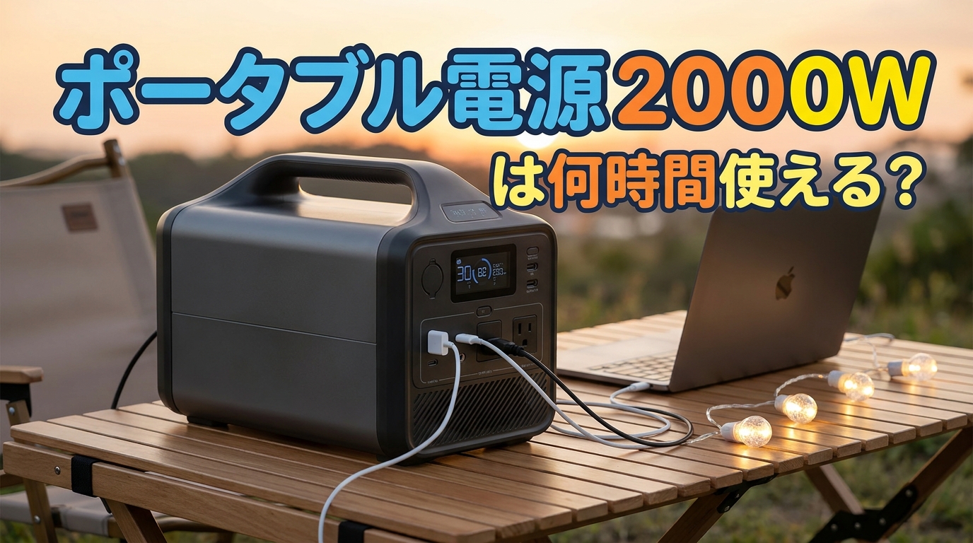 ポータブル電源2000Wは何時間使える？