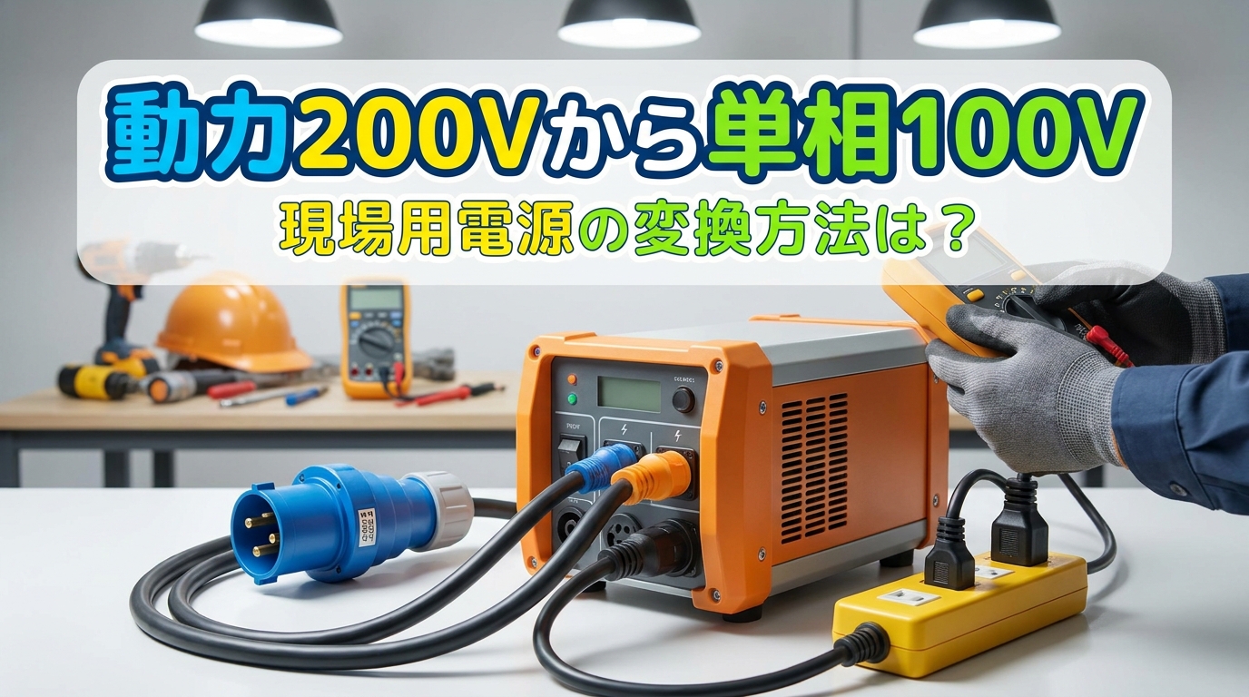 動力200Vから単相100V現場用電源の変換方法は？