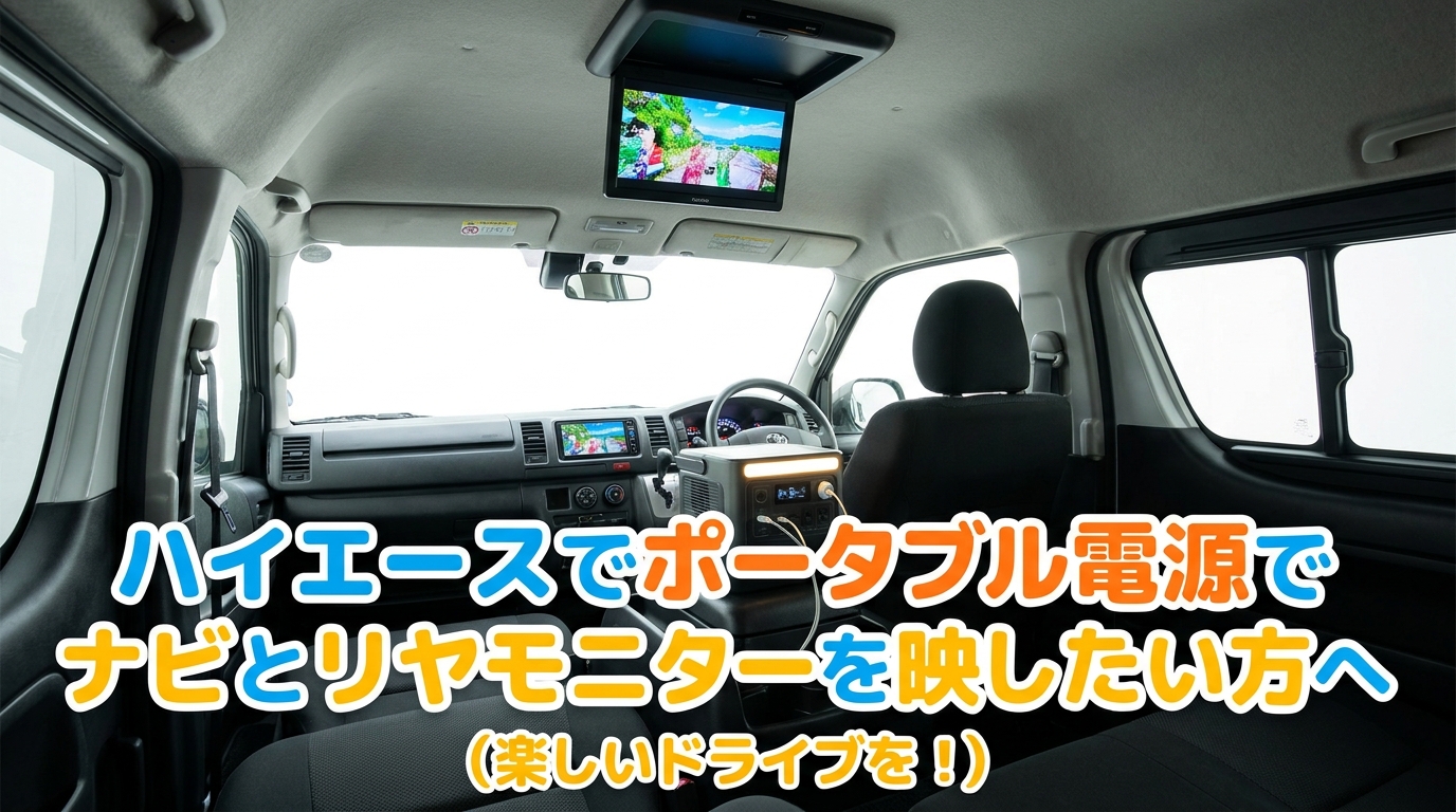 ハイエースでポータブル電源でナビとリヤモニターを映したい方へ