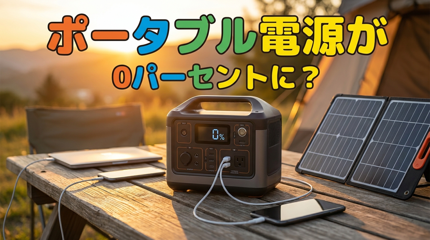 ポータブル電源が0パーセントに?