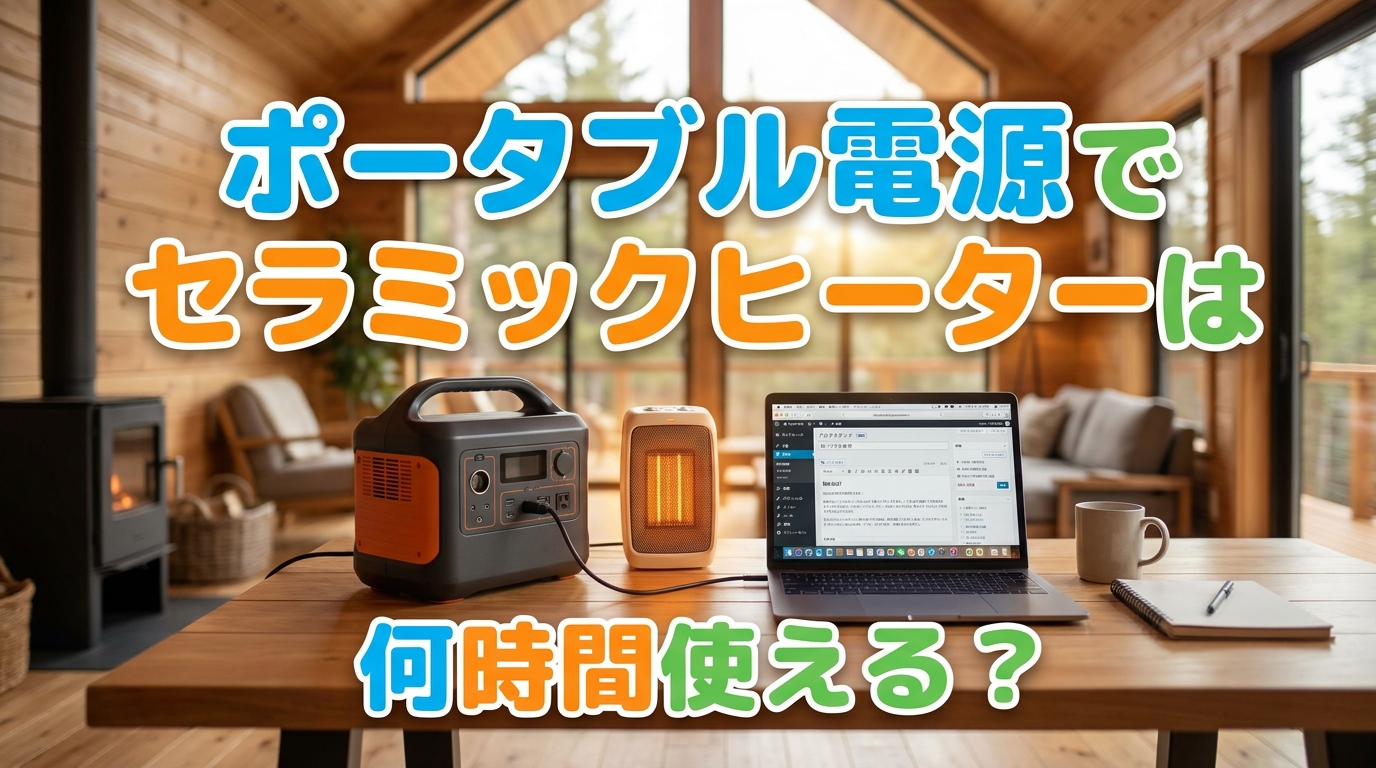 ポータブル電源でセラミックヒーターは何時間使える？