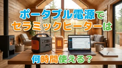 ポータブル電源でセラミックヒーターは何時間使える？