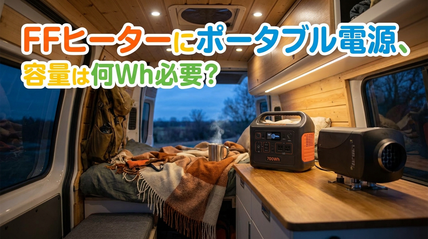 FFヒーターにポータブル電源、容量は何Wh必要？