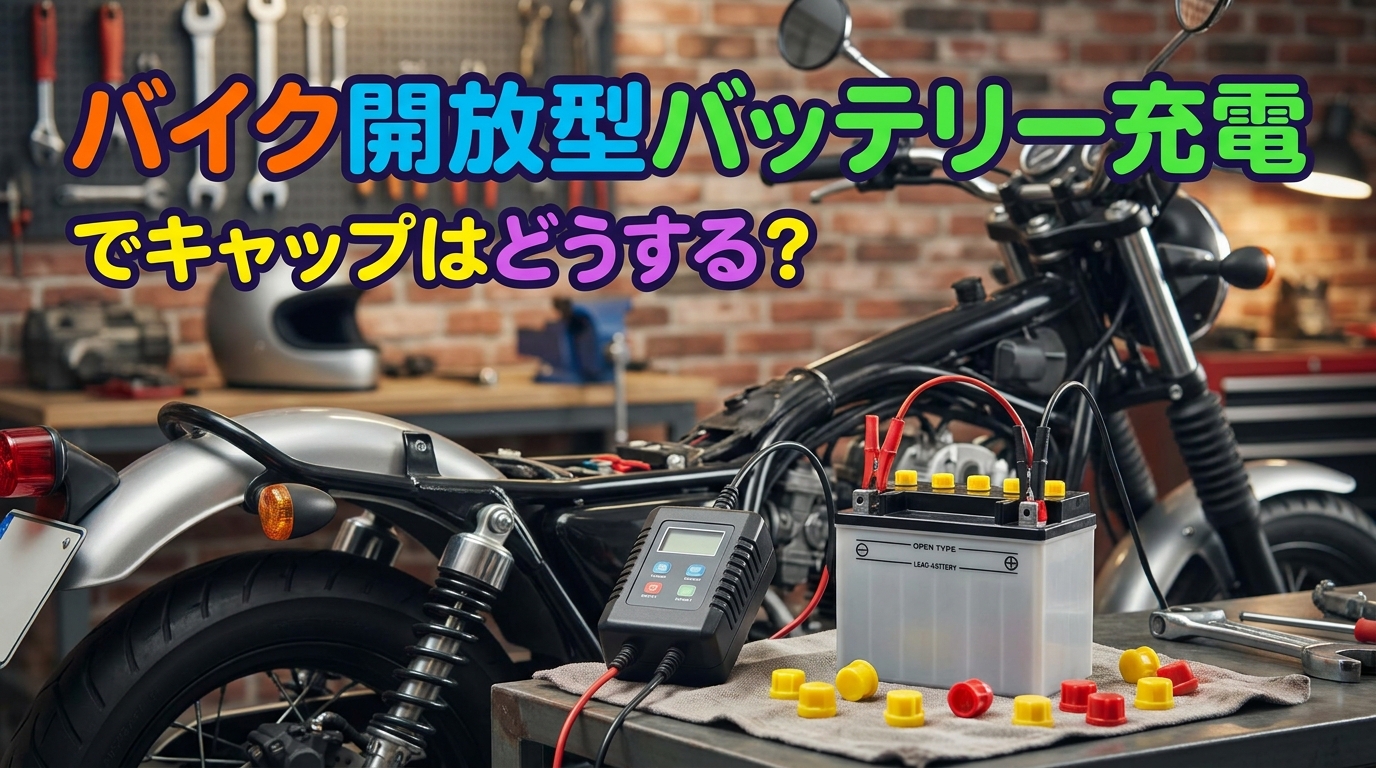 バイク開放型バッテリー充電でキャップはどうする?