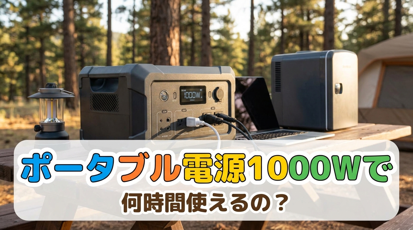 ポータブル電源1000Wで何時間使えるの？