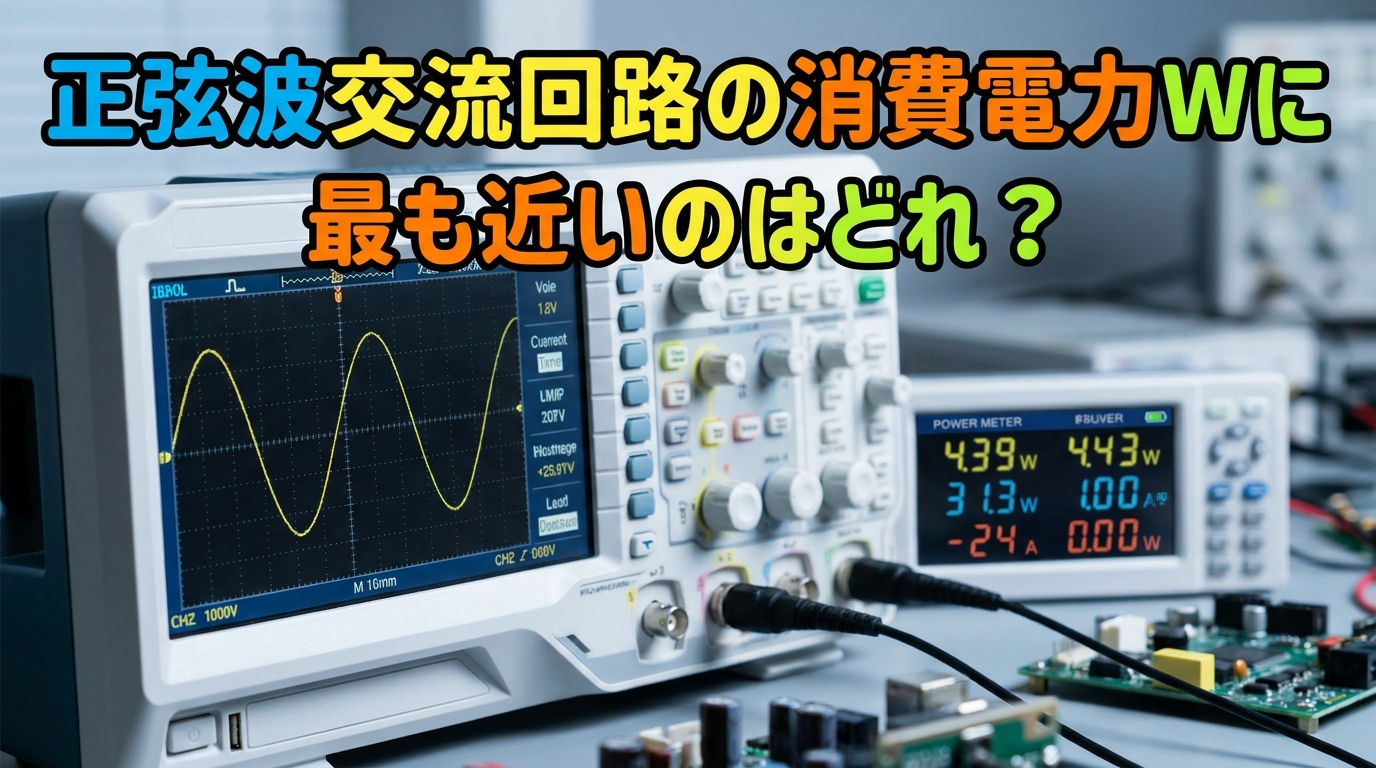 正弦波交流回路の消費電力Wに最も近いのはどれ？
