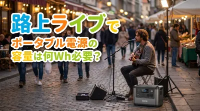 路上ライブでポータブル電源の容量は何Wh必要？