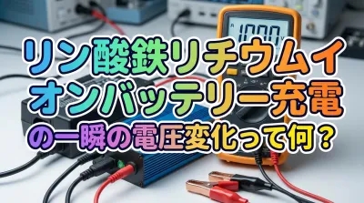 リン酸鉄リチウムイオンバッテリー充電の一瞬の電圧変化って何？