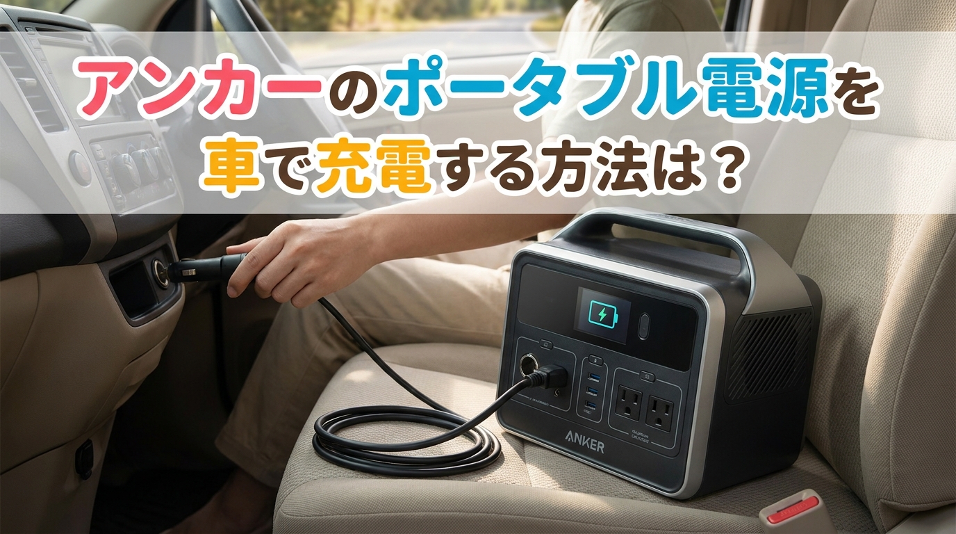 アンカーのポータブル電源を車で充電する方法は？