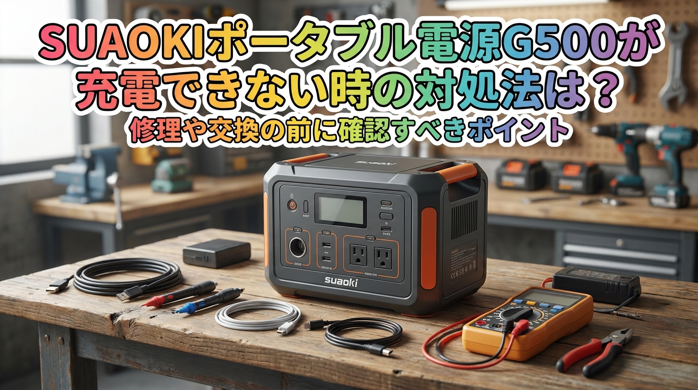 suaokiポータブル電源G500が充電できない時の対処法は?