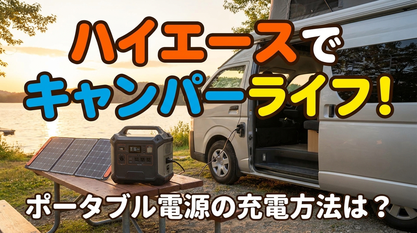 ハイエースでキャンパーライフ!ポータブル電源の充電方法は?
