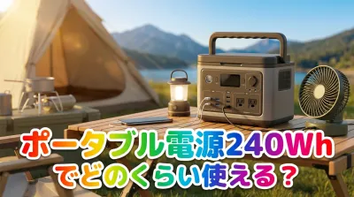 ポータブル電源240Whでどのくらい使える？