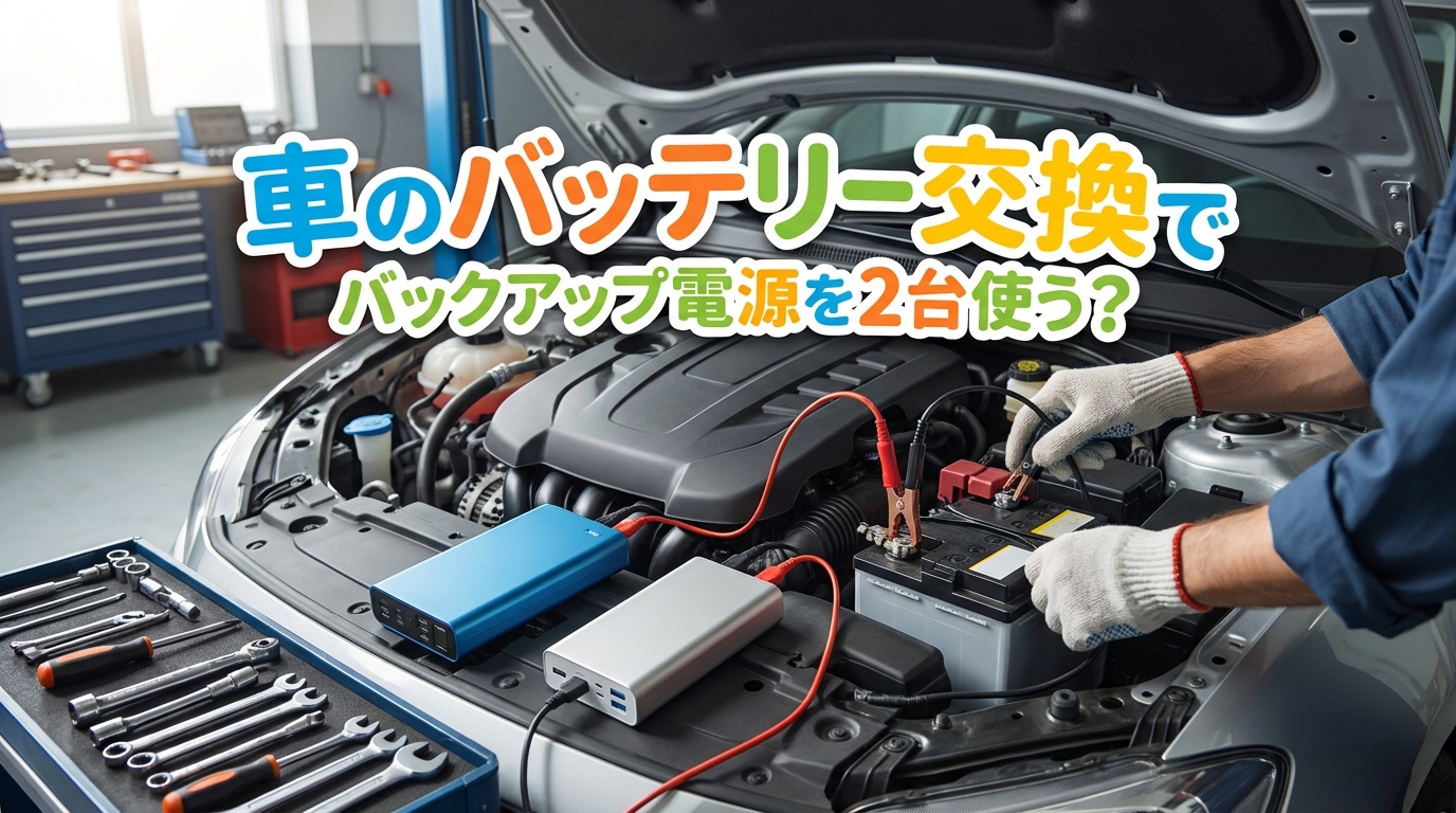 車のバッテリー交換でバックアップ電源を2台使う？