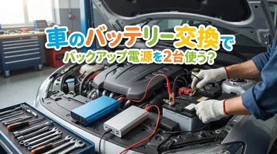 車のバッテリー交換でバックアップ電源を2台使う？
