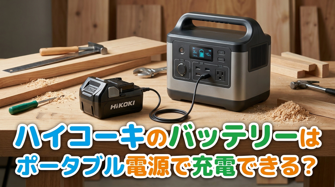 ハイコーキのバッテリーはポータブル電源で充電できる？