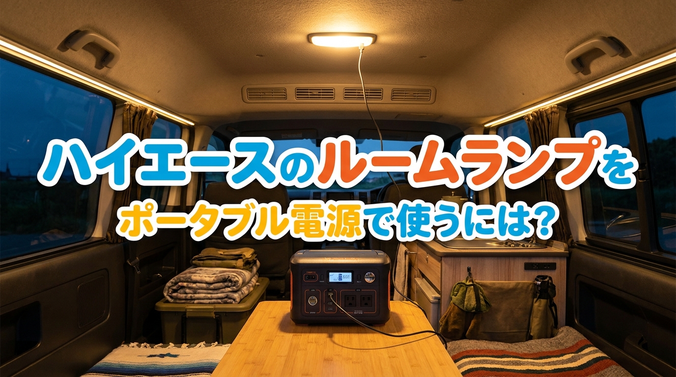 ハイエースのルームランプをポータブル電源で使うには?