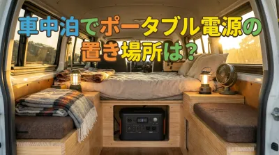 車中泊でポータブル電源の置き場所は？