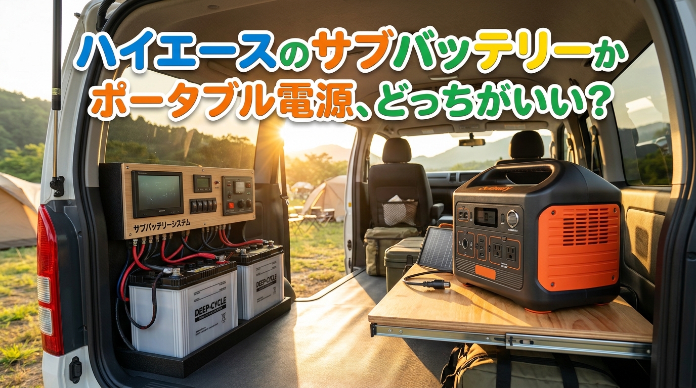 ハイエースのサブバッテリーかポータブル電源、どっちがいい？