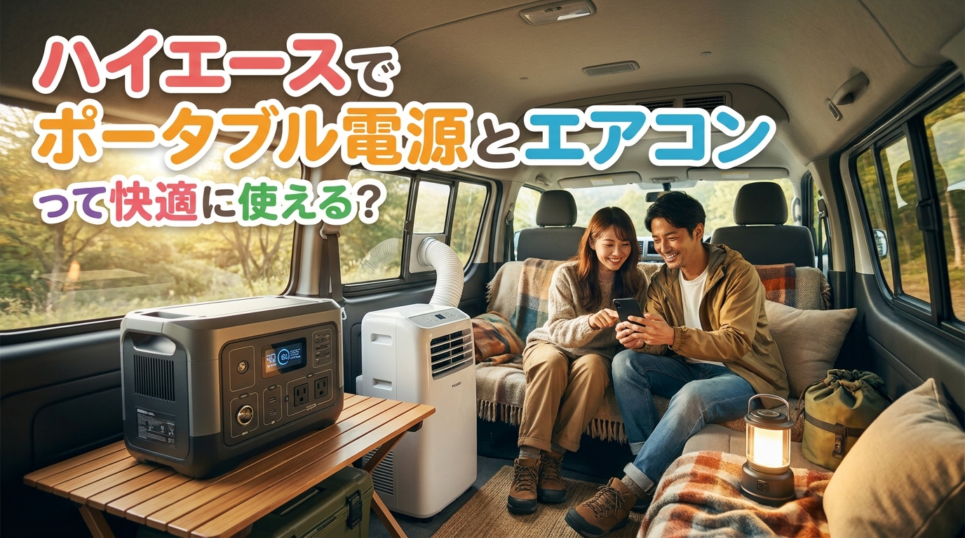 ハイエースでポータブル電源とエアコンって快適に使える？
