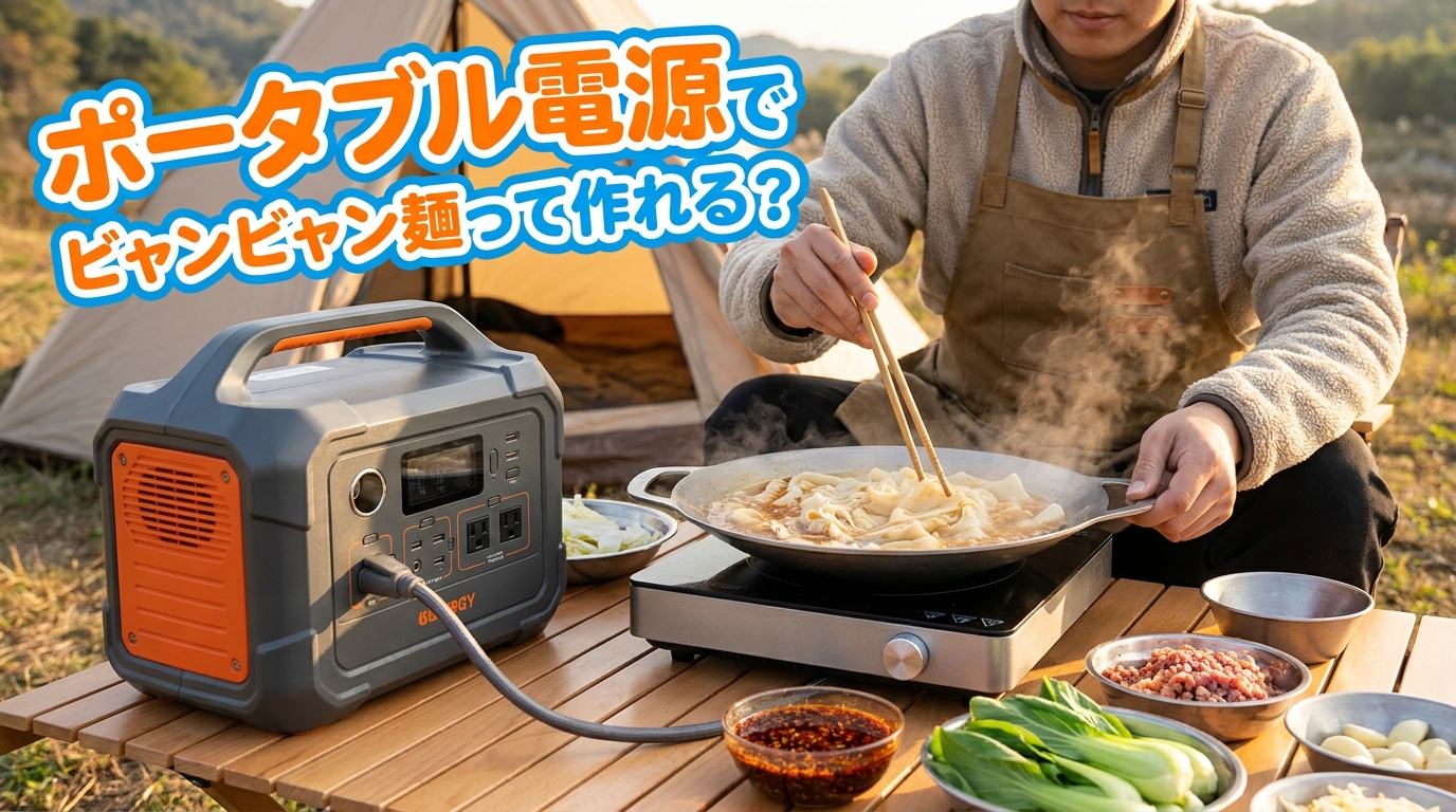 ポータブル電源でビャンビャン麺って作れる？