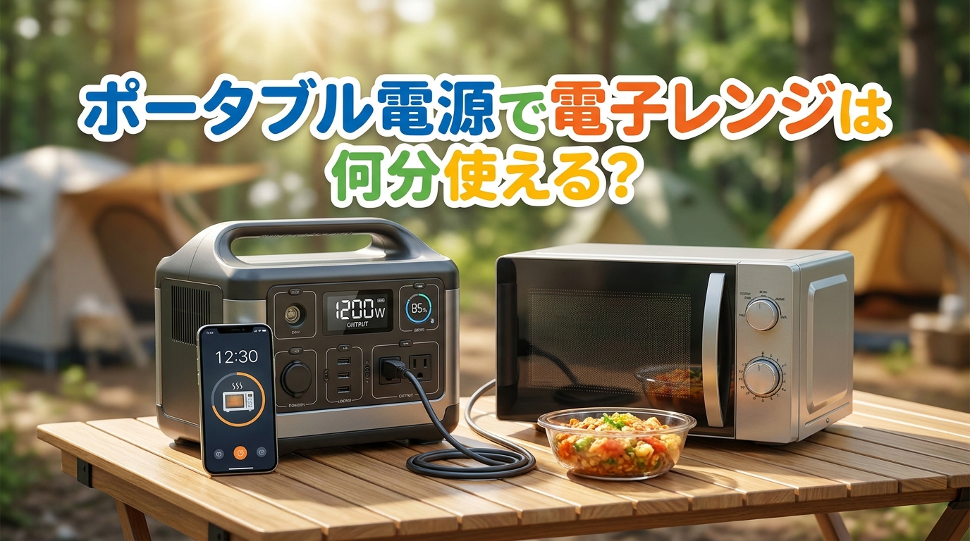 ポータブル電源で電子レンジは何分使える?