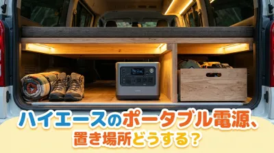 ハイエースのポータブル電源、置き場所どうする？