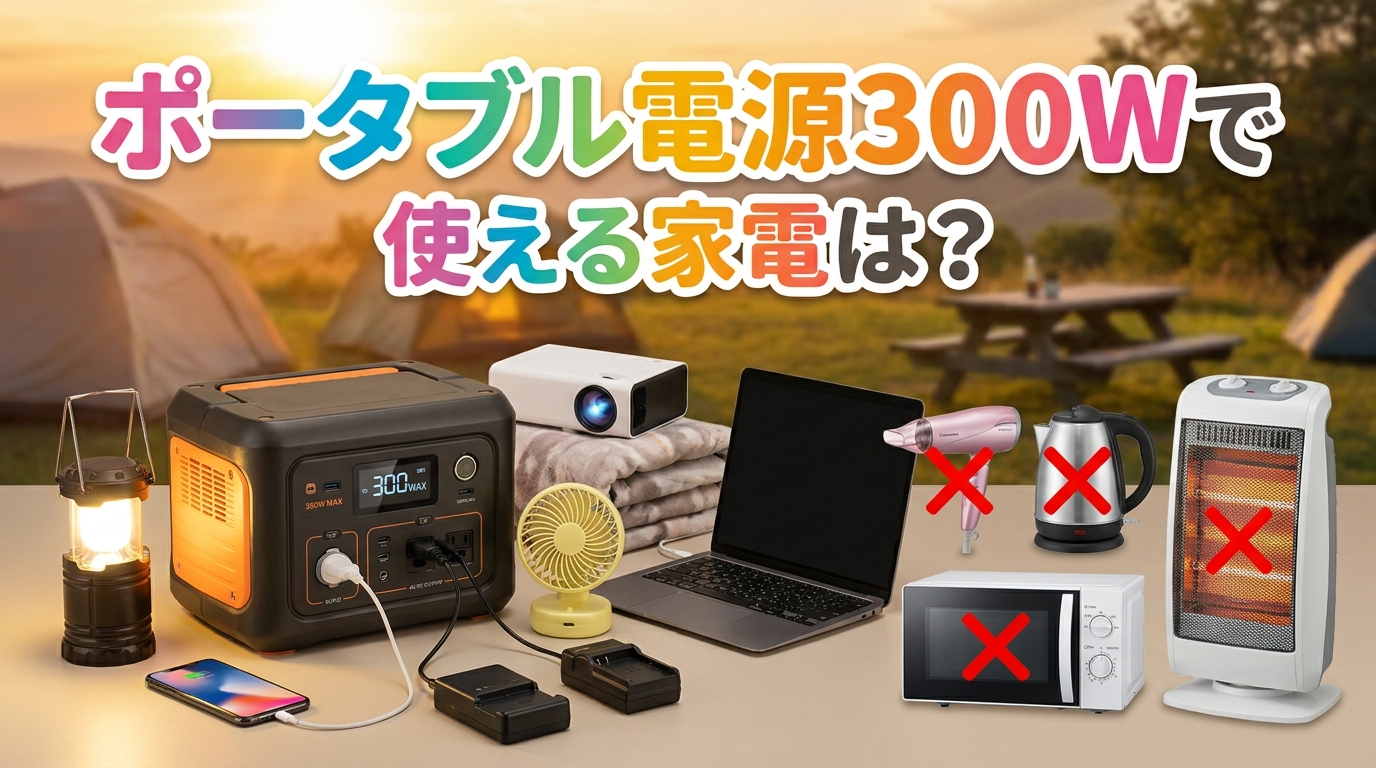 ポータブル電源300Wで使える家電は？