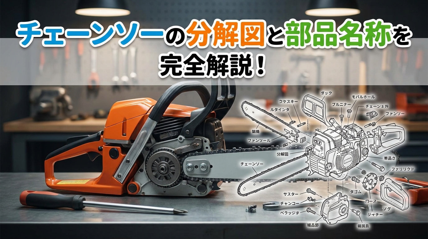 チェーンソーの分解図と部品名称を完全解説!