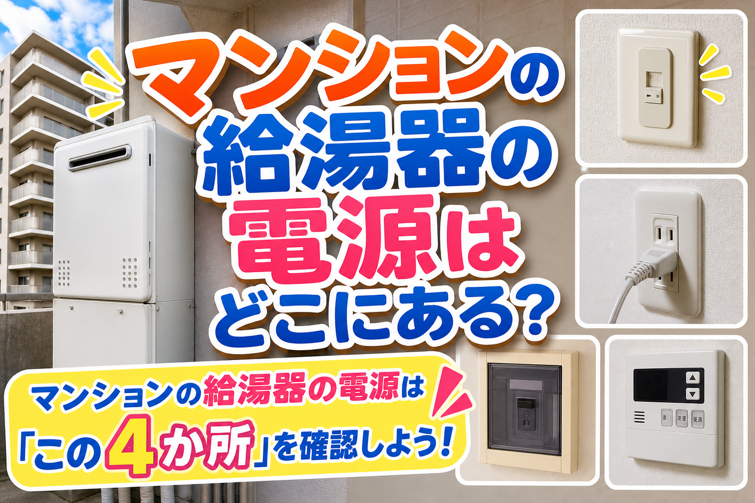 マンションの給湯器の電源は「この4か所」を確認しよう！