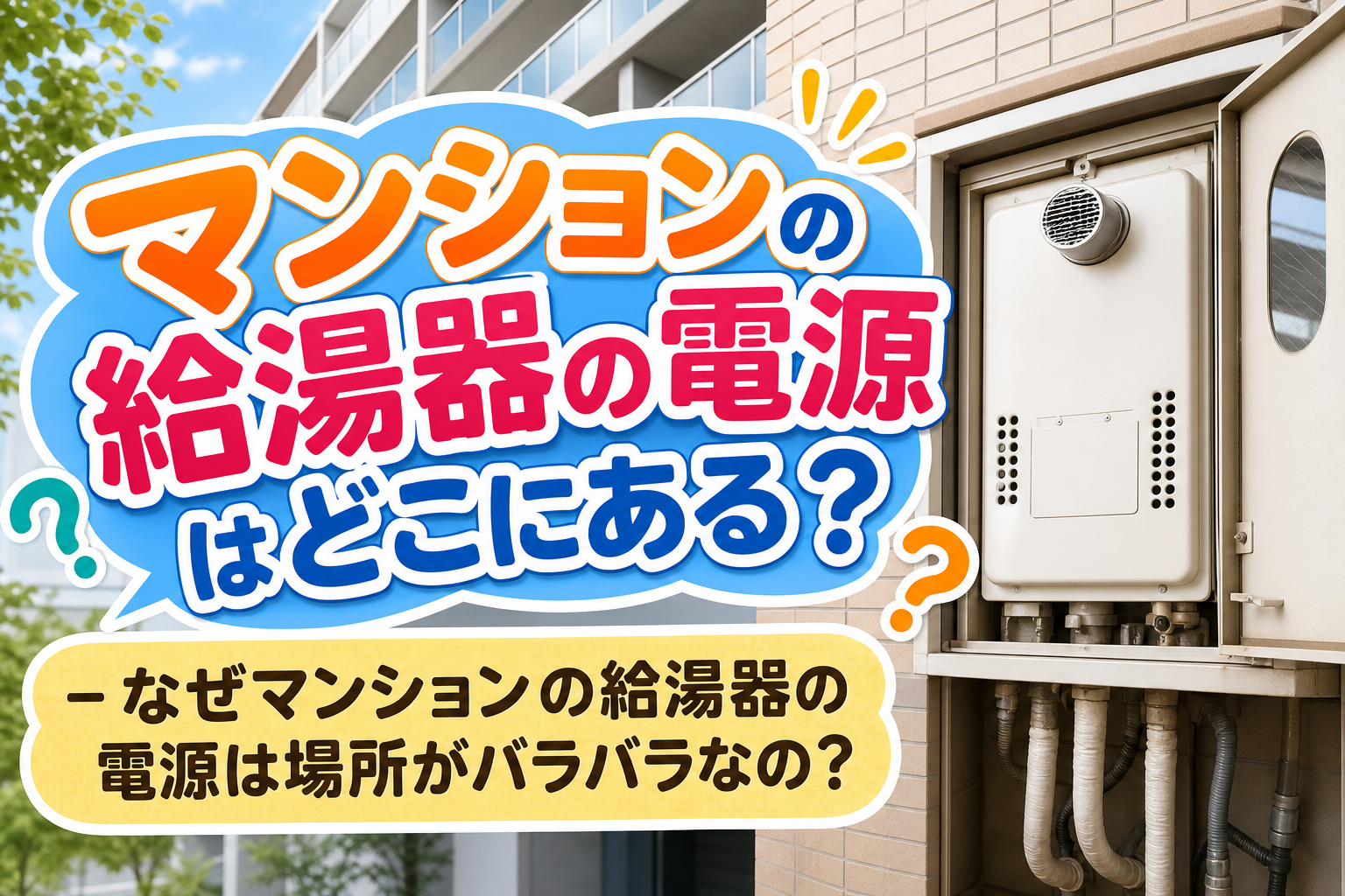 なぜマンションの給湯器の電源は場所がバラバラなの？