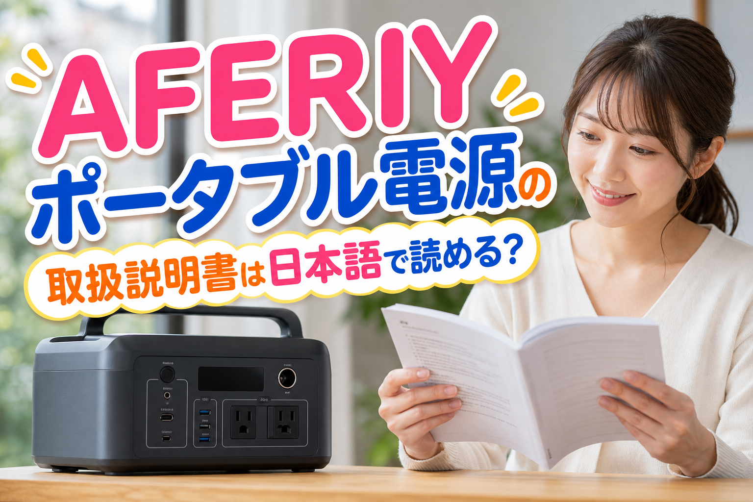 AFERIYポータブル電源の取扱説明書は日本語で読める？