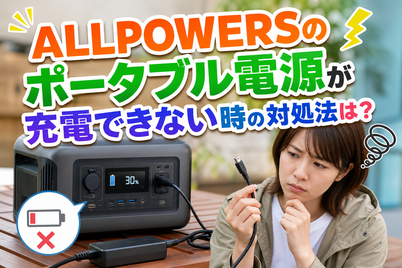 ALLPOWERSのポータブル電源が充電できない時の対処法は?