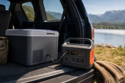 JackeryポータブルでL64Wの車用冷蔵庫に給電できる？