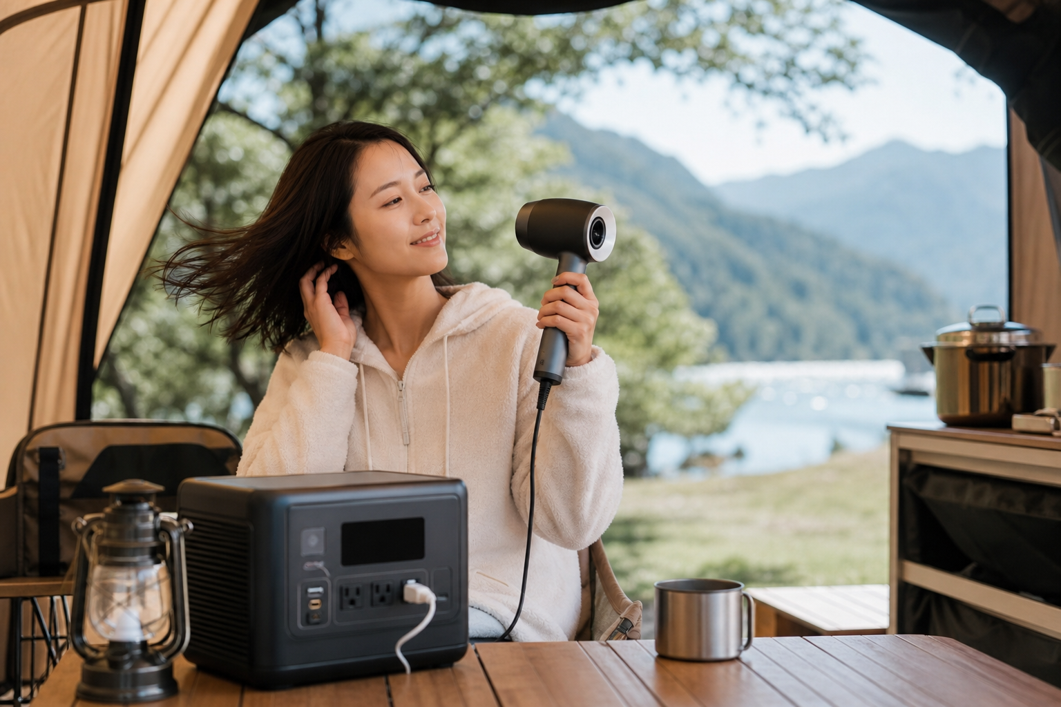キャンプでポータブル電源を使ってドライヤーは使える？