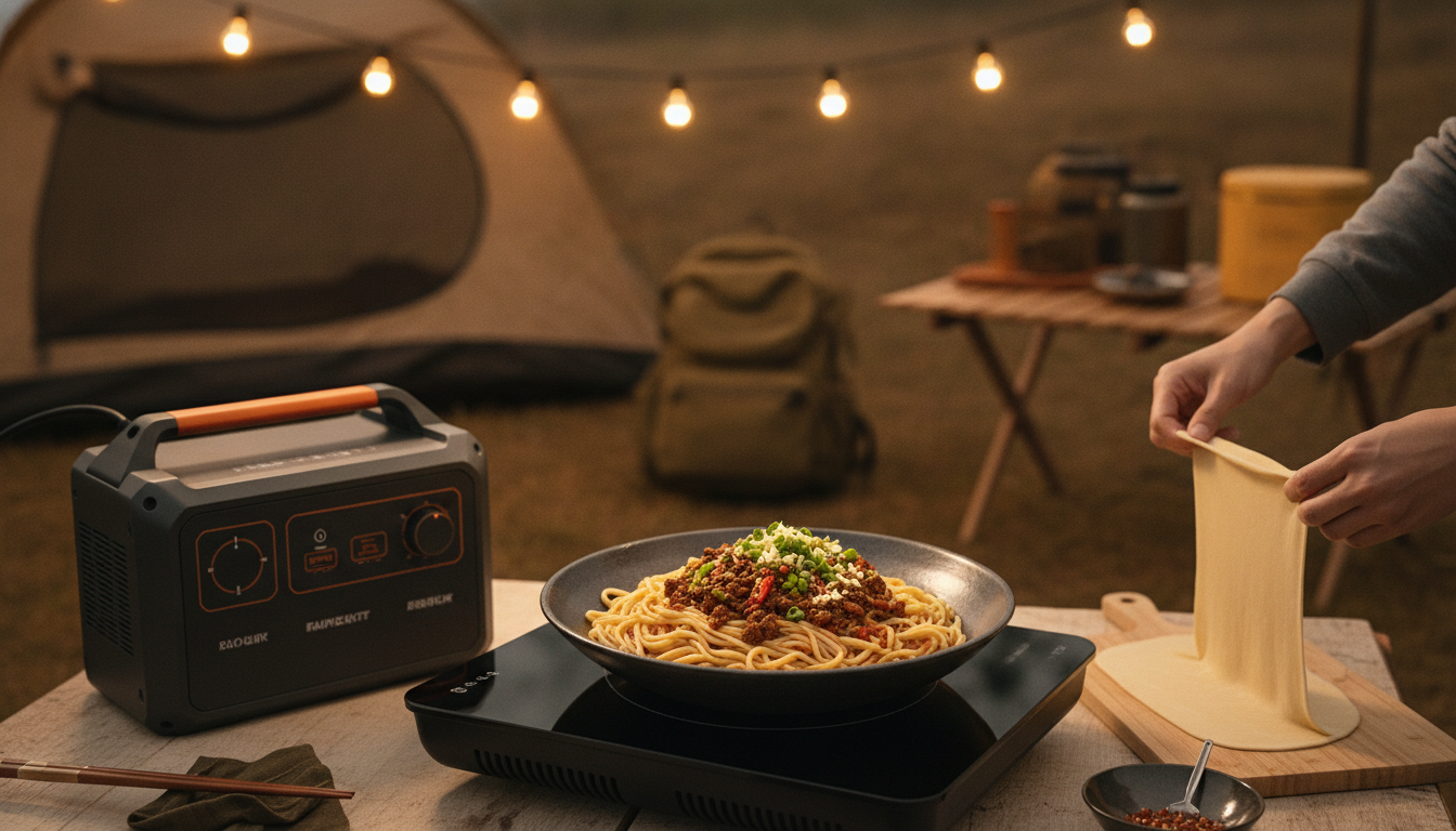 ポータブル電源でビャンビャン麺は十分作れます！