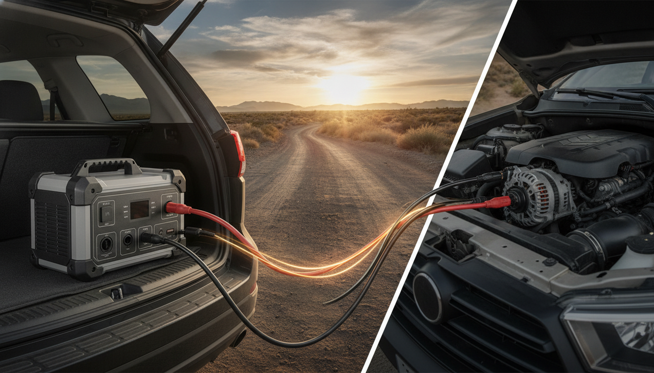 走行充電とは、車のエンジンで発電しながらポータブル電源を充電すること！