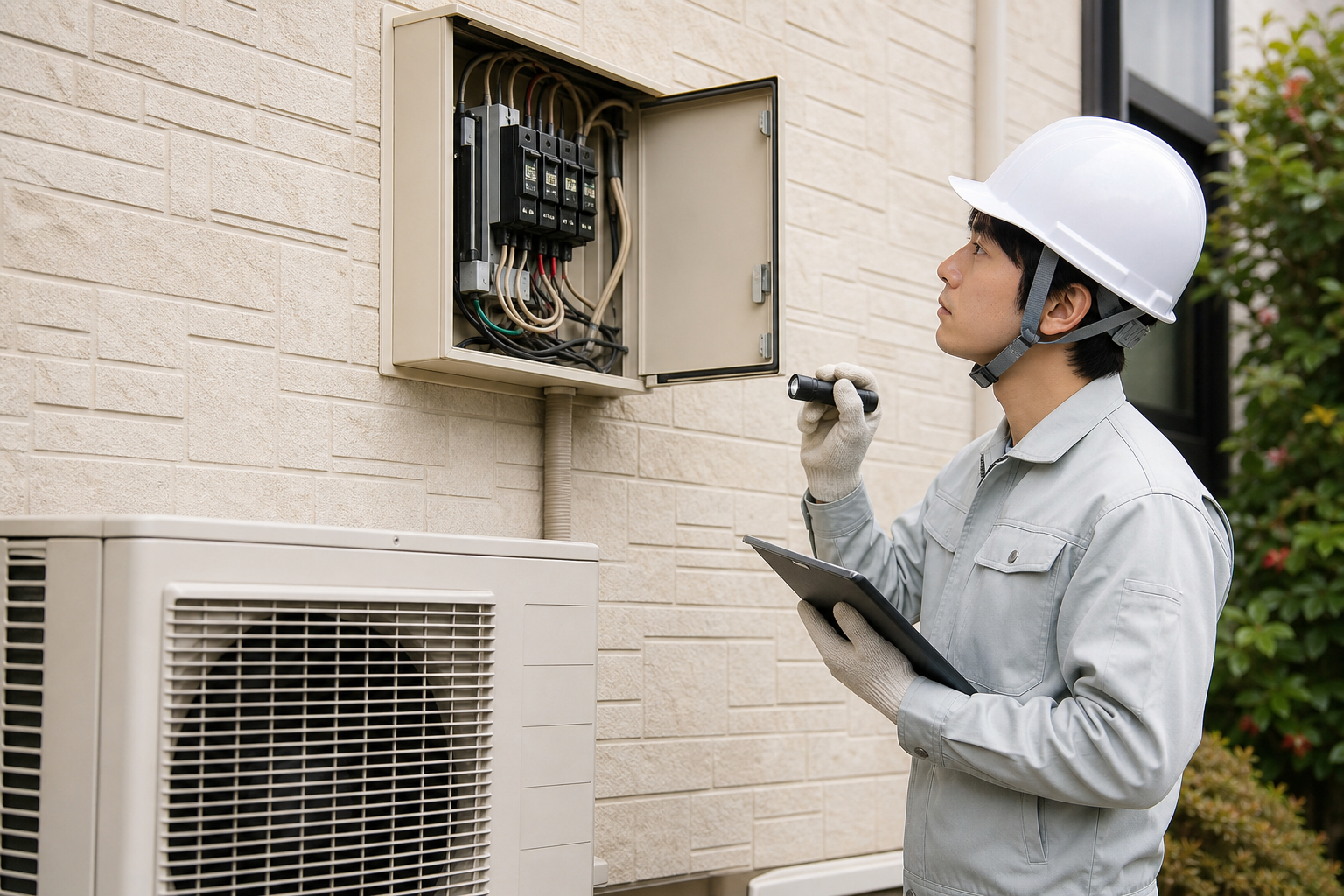 エアコン室外機の電源は「分電盤」から来ている