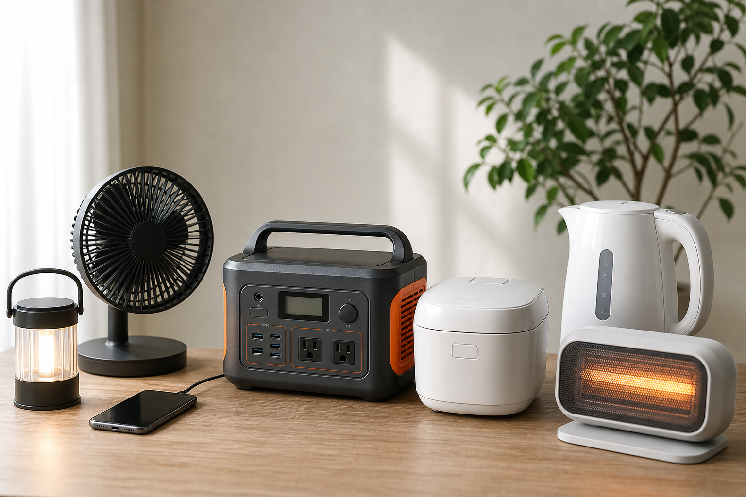 500Whのポータブル電源で使える家電は「低〜中消費電力」の機器です