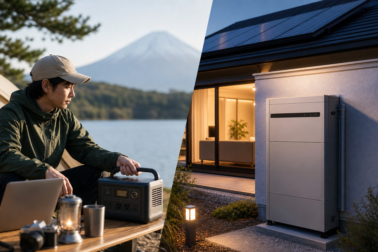 ポータブル電源と蓄電池の違いは「移動できるか・家全体を賄えるか」