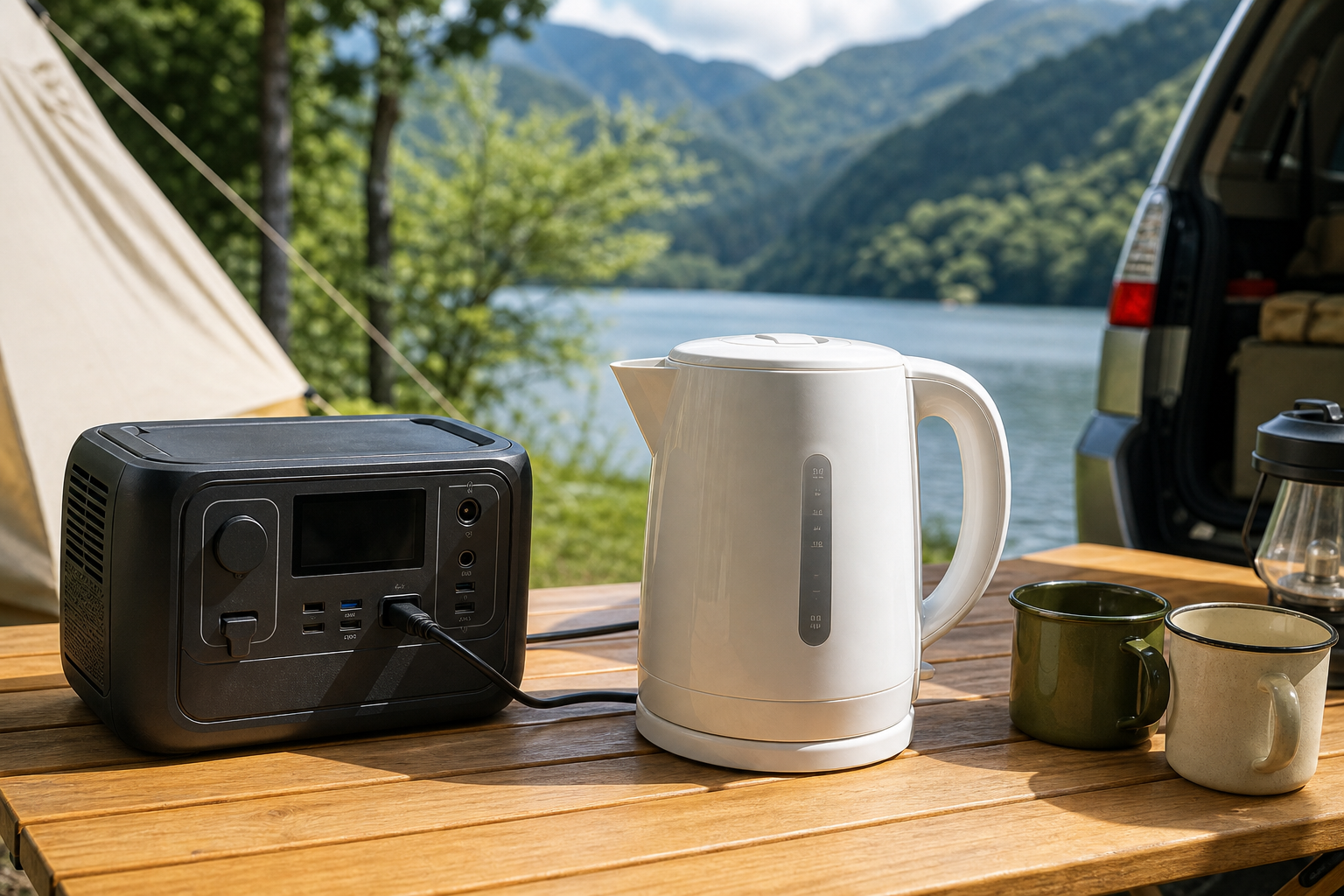 ポータブル電源で湯沸かしポットは使えます！ただし選び方が重要