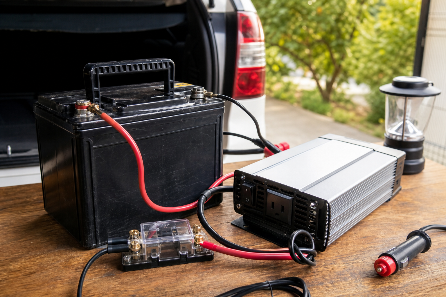 車のバッテリーでポータブル電源は自作できます！