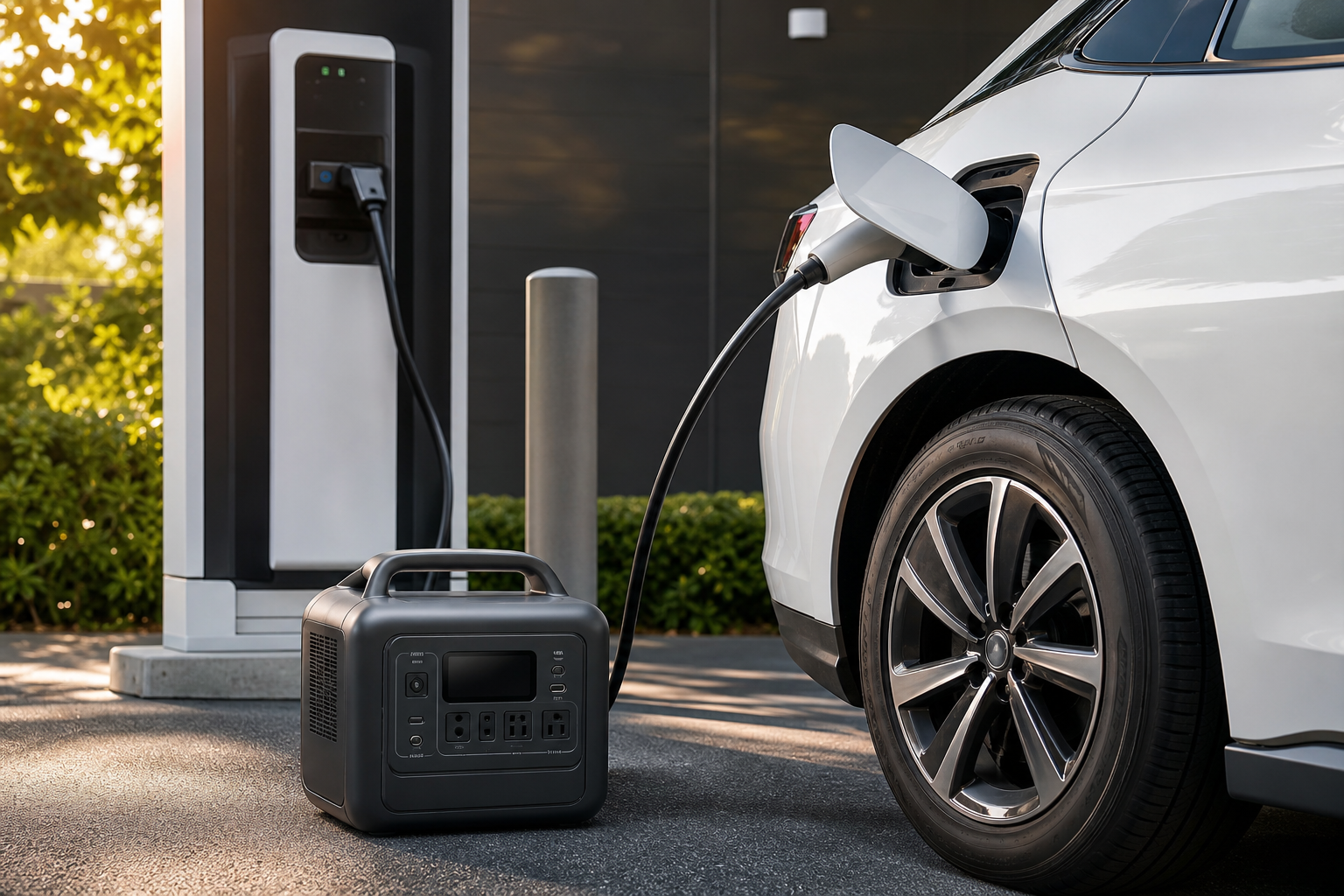 EV充電スポットはポータブル電源の充電場所として基本的に使えない